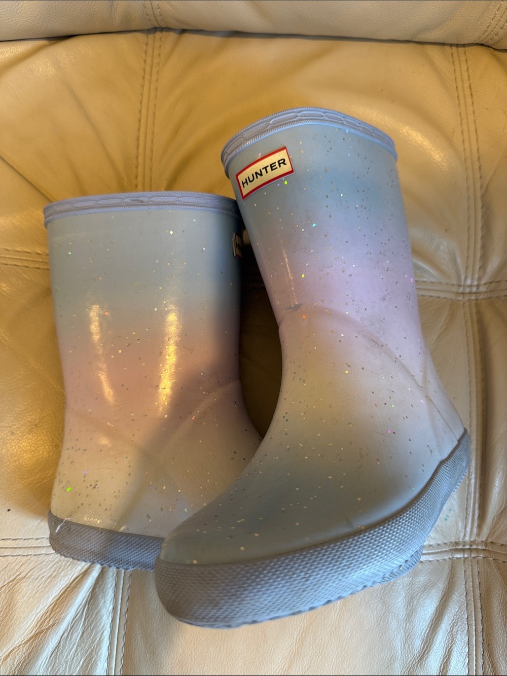 Hunter Kids' Pastel Gradient Glitter Rain Boots - Lavender & Pink